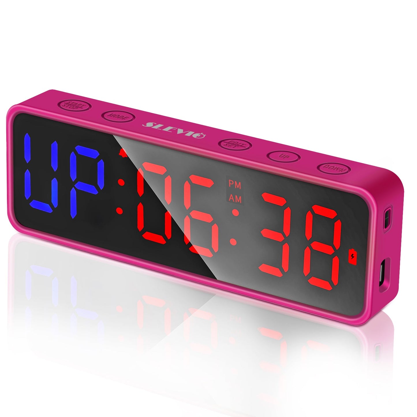 SLEVIO Portable Gym Workout Timer, Fitness Clock Built-in Magnetic