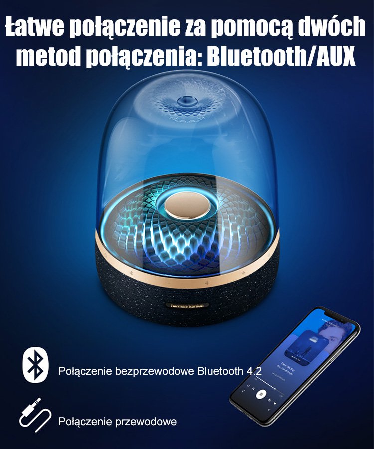 Nowe oszklone kolorowe światło bluetooth stereo